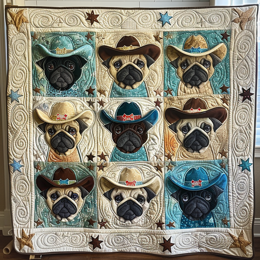 Sheriff Pug Quilted Blanket - Throw (55" x 60")