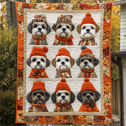 Shih Tzu Bliss Quilted Blanket - Throw (55" x 60")