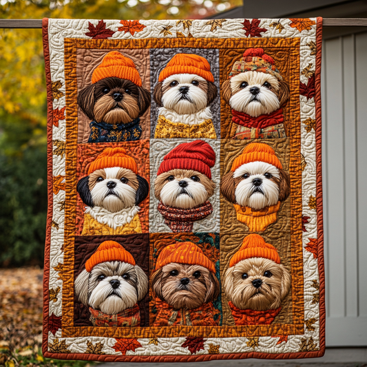 Shih Tzu Charm Quilted Blanket - Throw (55" x 60")