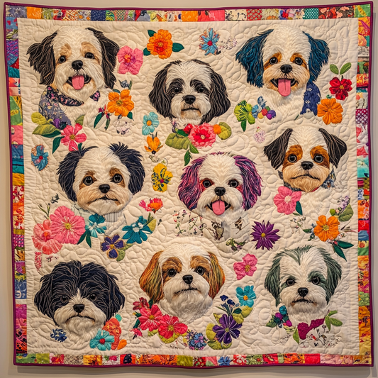 Shih Tzu Serenity Quilted Blanket - Throw (55" x 60")