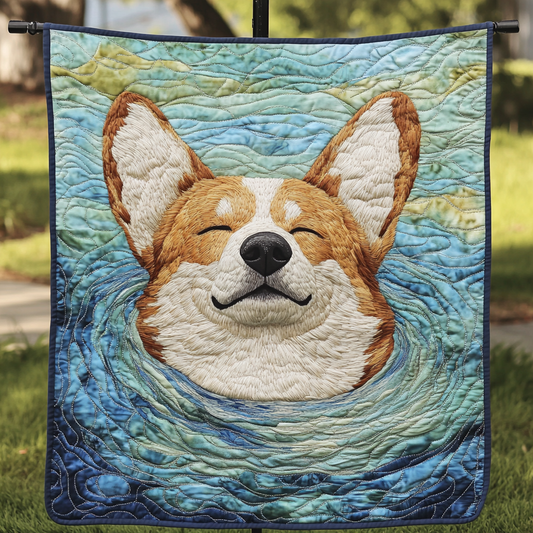Short And Sweet Corgi Quilted Blanket - Throw (55" x 60")