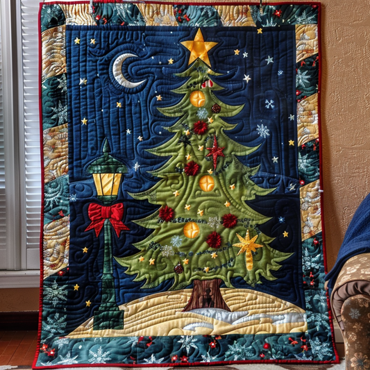 Silent Night Tree Quilted Blanket - Throw (55" x 60")