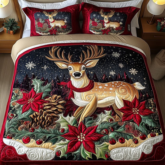 Silent Night Charm 3-Piece Quilted Bedding Set - Single (59" x 70")