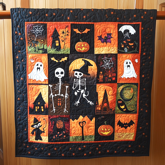 Skeleton Dance Quilted Blanket - Throw (55" x 60")