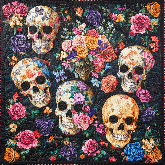 Skull Festive Quilted Blanket - Throw (55" x 60")