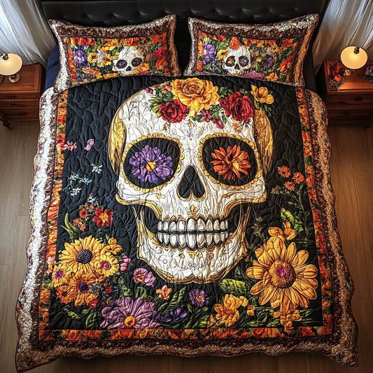 Skull Beauty 3-Piece Quilted Bedding Set - Single (59" x 70")