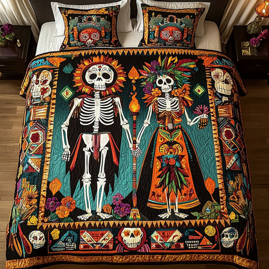 Skullful Serenade 3-Piece Quilted Bedding Set - Single (59" x 70")