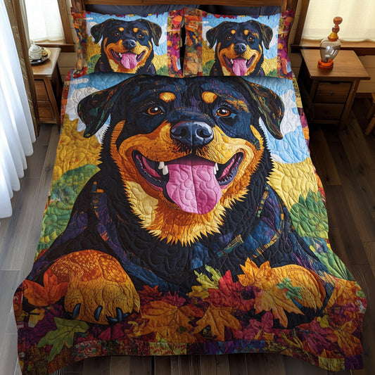 Sky Gazing Rottweiler Throw 3-Piece Quilted Bedding Set - Single (59" x 70")