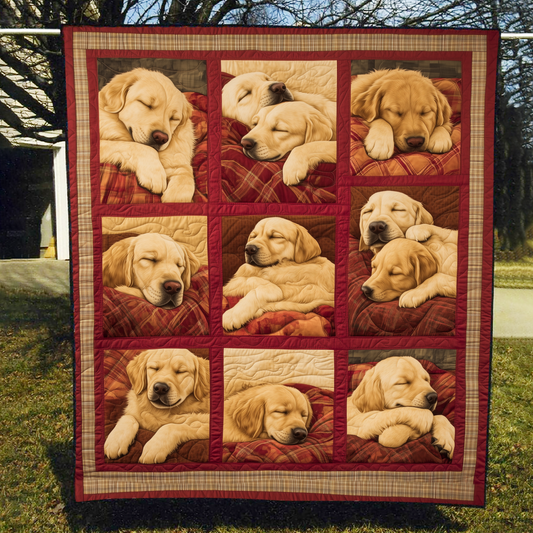 Sleepy Retrivers Quilted Blanket - Throw (55" x 60")