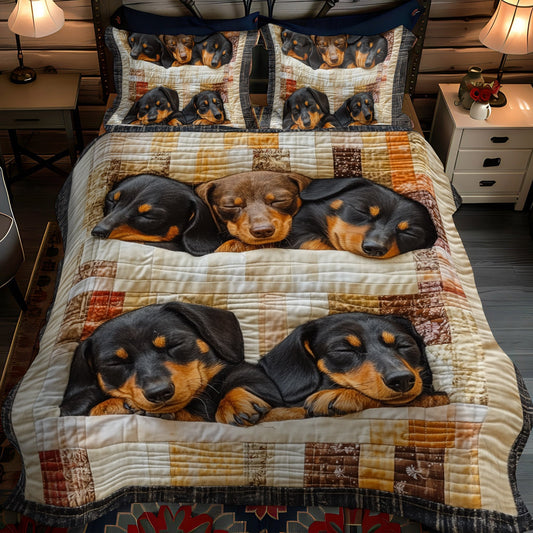 Sleepy Quartet 3-Piece Quilted Bedding Set - Single (59" x 70")