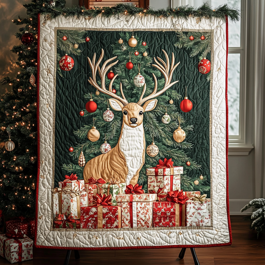 Sleigh Bells Quilted Blanket - Throw (55" x 60")