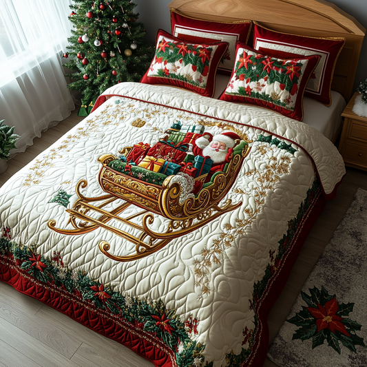 Sleighful of Cheer Quilted Bedding Set - Single (59" x 70")