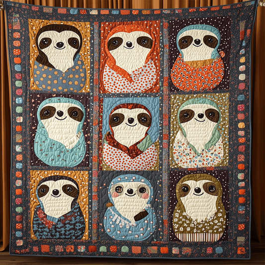 Sloth Patchwork Quilted Blanket - Throw (55" x 60")