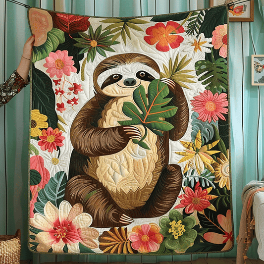 Sloth Sanctuary Quilted Blanket - Throw (55" x 60")