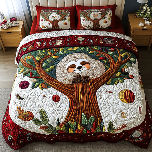 Sloth Serenity 3-Piece Quilted Bedding Set - Single (59" x 70")