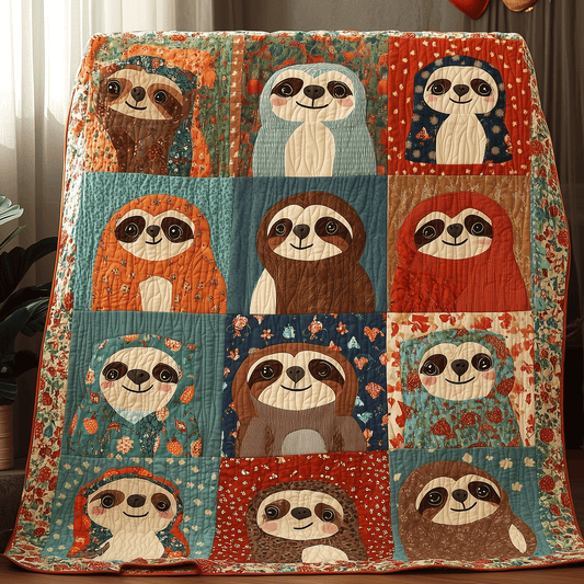 Sloth Smiles Quilted Blanket - Throw (55" x 60")