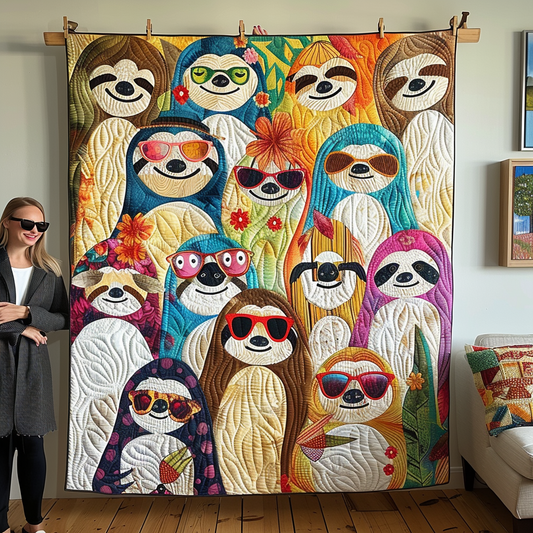 Slothful Snooze Quilted Blanket - Throw (55" x 60")