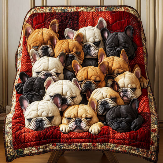 Snoozes Bulldog Quilted Blanket - Throw (55" x 60")