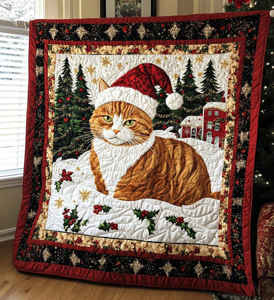 Snow Kitty Quilted Blanket - Throw (55" x 60")