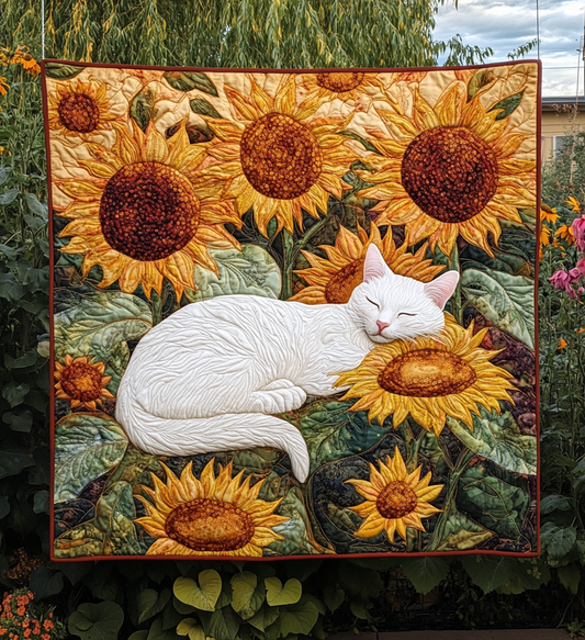 Snow Sunflower Quilted Blanket - Throw (55" x 60")