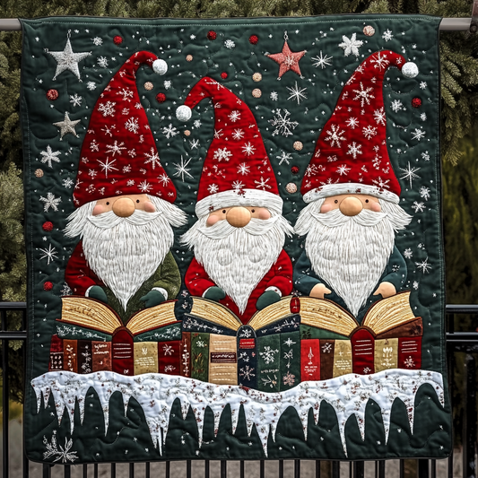 Snowbound Gnome Quilted Blanket - Throw (55" x 60")