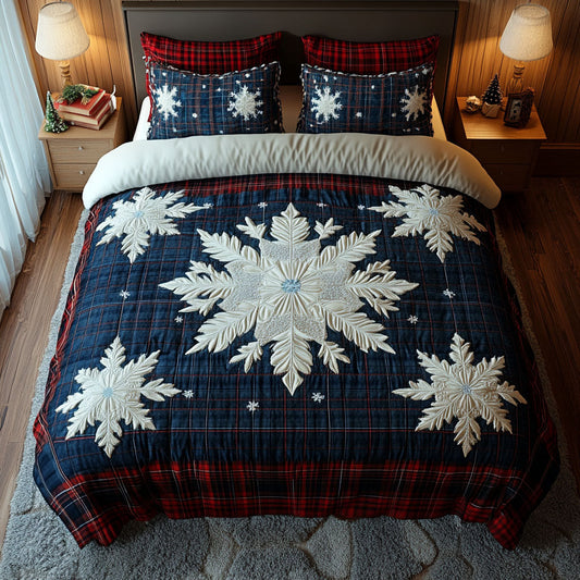 Snowflake Gift 3-Piece Quilted Bedding Set - Single (59" x 70")