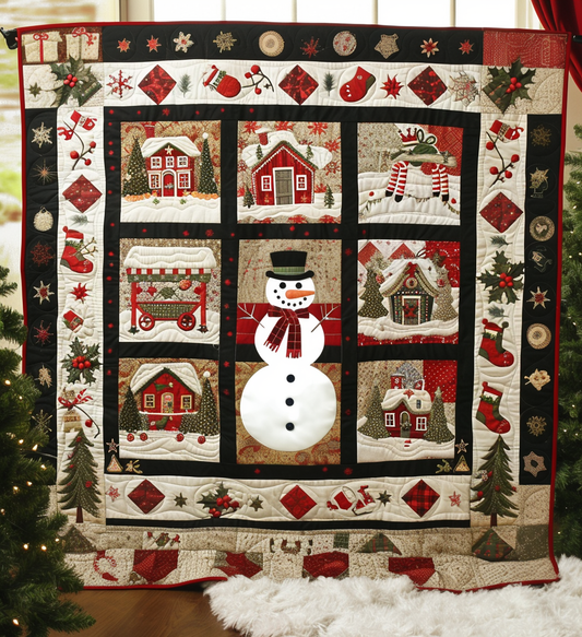 Snowman Christmas Quilted Blanket - Throw (55" x 60")