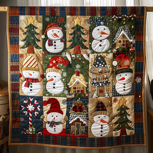 Snowman Delight Quilted Blanket - Throw (55" x 60")