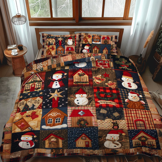 Snowman Jubilee 3-Piece Quilted Bedding Set - Single (59" x 70")