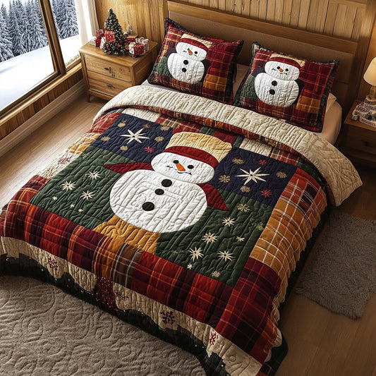 Snowman Holiday 3-Piece Quilted Bedding Set - Single (59" x 70")