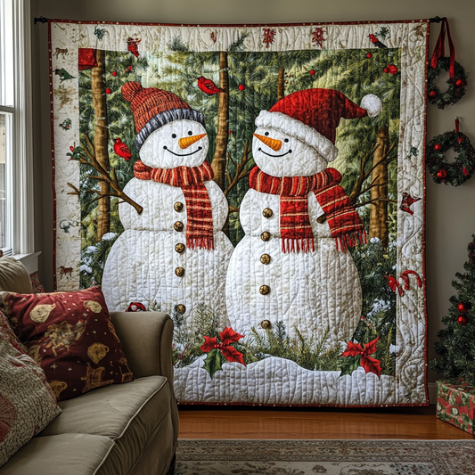 Snowman Xmas Quilted Blanket - Throw (55" x 60")