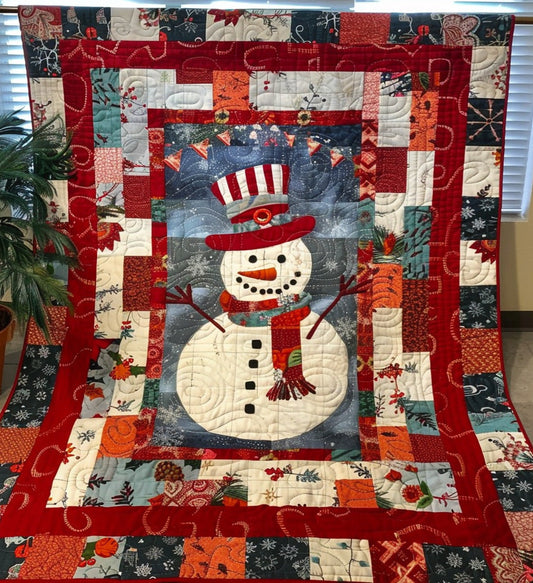 Snowman’s Holiday Quilted Blanket - Throw (55" x 60")