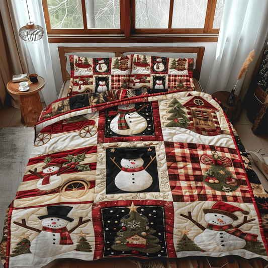 Snowmen Delight 3-Piece Quilted Bedding Set - Single (59" x 70")