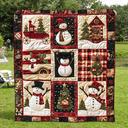 Snowmen Delight Quilted Blanket - Throw (55" x 60")