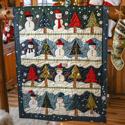Snowmen Smiles Journey Quilted Blanket - Throw (55" x 60")