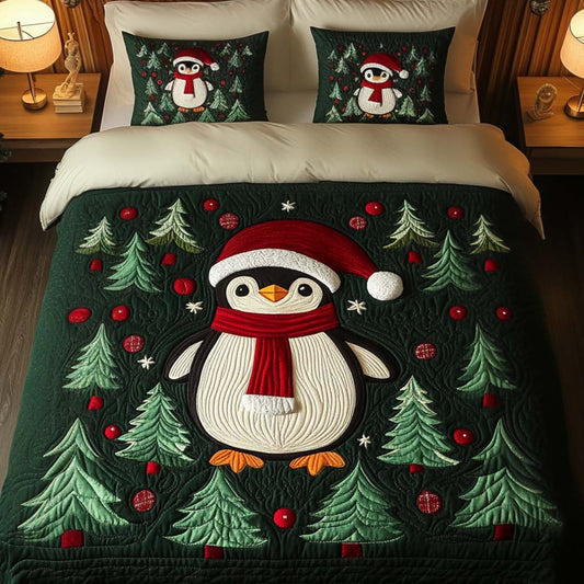 Snowy Night 3-Piece Quilted Bedding Set - Single (59" x 70")