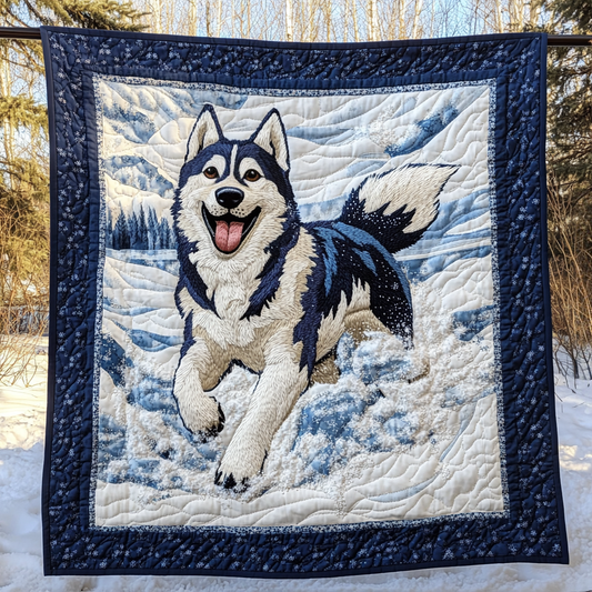 Snowy Playtime Quilted Blanket - Throw (55" x 60")