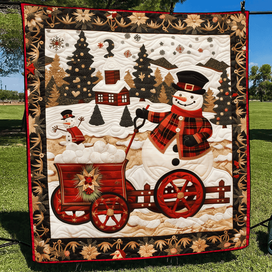 Snowmen Wonderland Christmas Quilted Blanket - Throw (55" x 60")