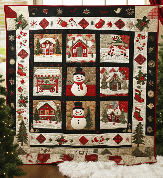Snowy Wonderland Quilted Blanket - Throw (55" x 60")