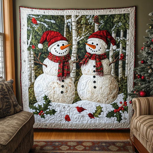 Snowy Christmas Quilted Blanket - Throw (55" x 60")