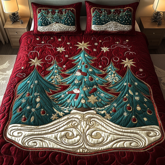 Snowy Forest 3-Piece Quilted Bedding Set - Single (59" x 70")