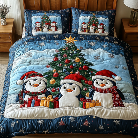 Snowy Friends 3-Piece Quilted Bedding Set - Single (59" x 70")