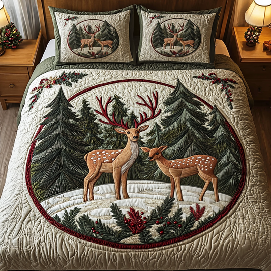 Snowy Haven 3-Piece Quilted Bedding Set - Single (59" x 70")