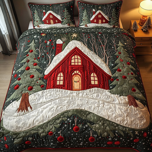 Snowy Night Haven 3-Piece Quilted Bedding Set - Single (59" x 70")