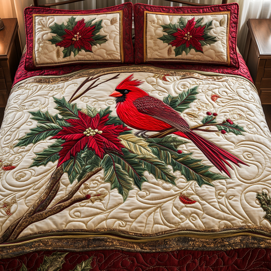Snowy Perch 3-Piece Quilted Bedding Set - Single (59" x 70")