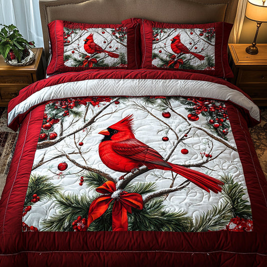 Snowy Perch Quilted Bedding Set - Single (59" x 70")