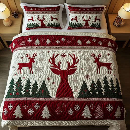 Snowy Pines 3-Piece Quilted Bedding Set - Single (59" x 70")