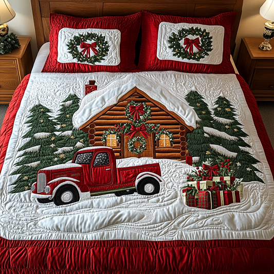 Snowy Pines 3-Piece Quilted Bedding Set - Single (59" x 70")