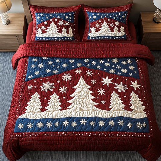 Snowy Pines Celebration 3-Piece Quilted Bedding Set - Single (59" x 70")