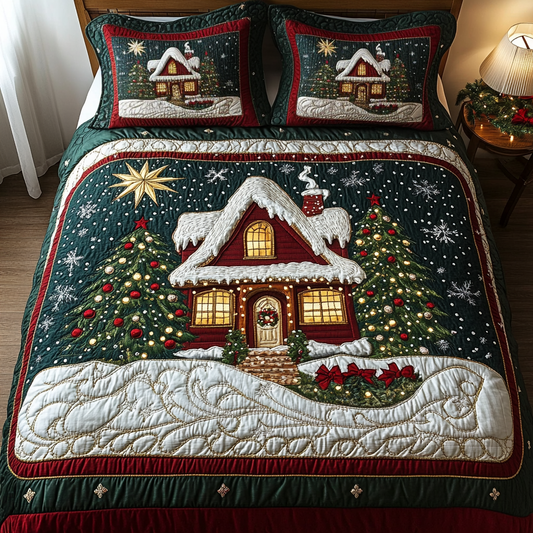 Snowy Retreat 3-Piece Quilted Bedding Set - Single (59" x 70")